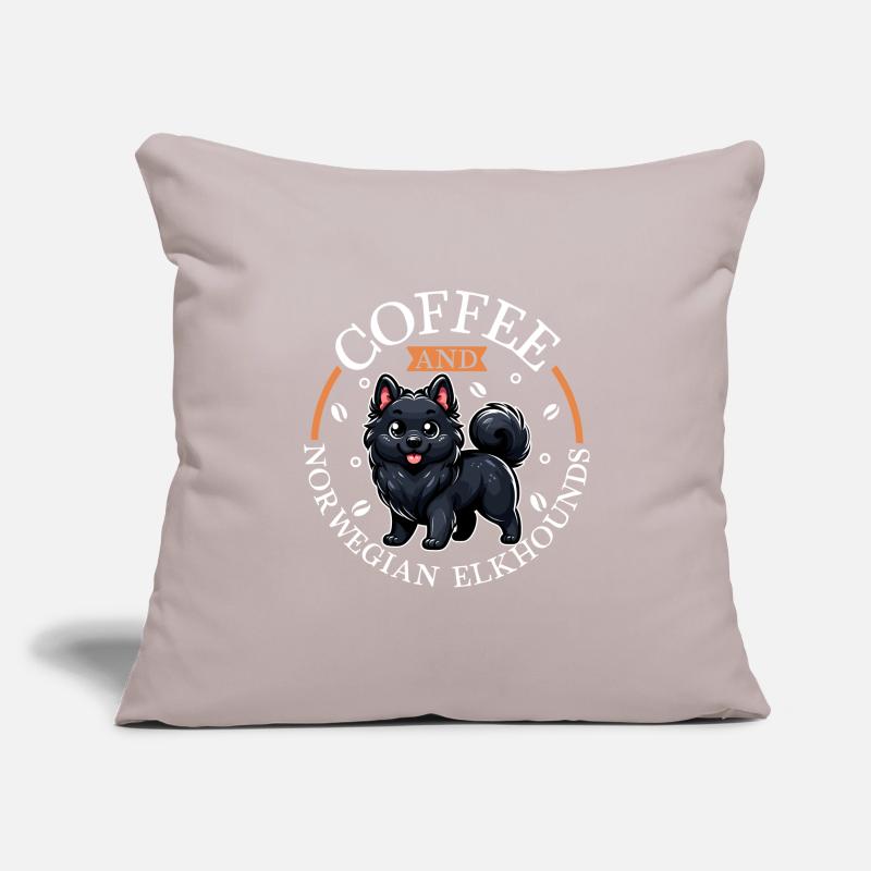 Coffee and Norwegian Elkhound Sofa pillowcase 17,3'' x 17,3'' (45 x 45 cm)