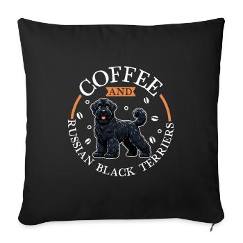 Kaffee und Black Russian Terrier - Sofakissenbezug 45 x 45 cm - Schwarz - Vorne