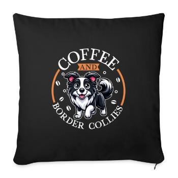 Café et Border Collie - Housse de coussin décorative 45 x 45 cm - noir - Devant