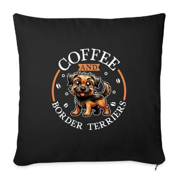 Coffee and Border Terrier - Sofa pillowcase 17,3'' x 17,3'' (45 x 45 cm) - black - Front