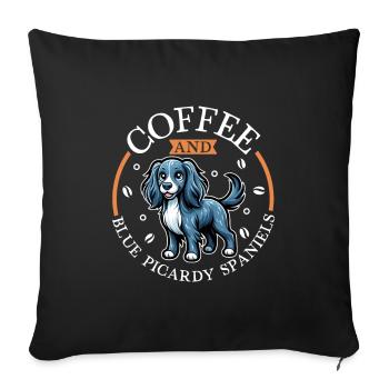 Coffee and Epagneul Bleu de Picardy - Sofa pillowcase 17,3'' x 17,3'' (45 x 45 cm) - black - Front