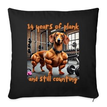Dog Daschund Plank Gym Fitness Weiner - Sofa pillowcase 17,3'' x 17,3'' (45 x 45 cm) - black - Front