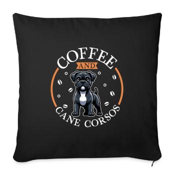 Coffee and Cane Corso - Sofa pillowcase 17,3'' x 17,3'' (45 x 45 cm) - black - Front