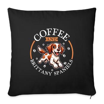 Café et Epagneul Breton - Housse de coussin décorative 45 x 45 cm - noir - Devant