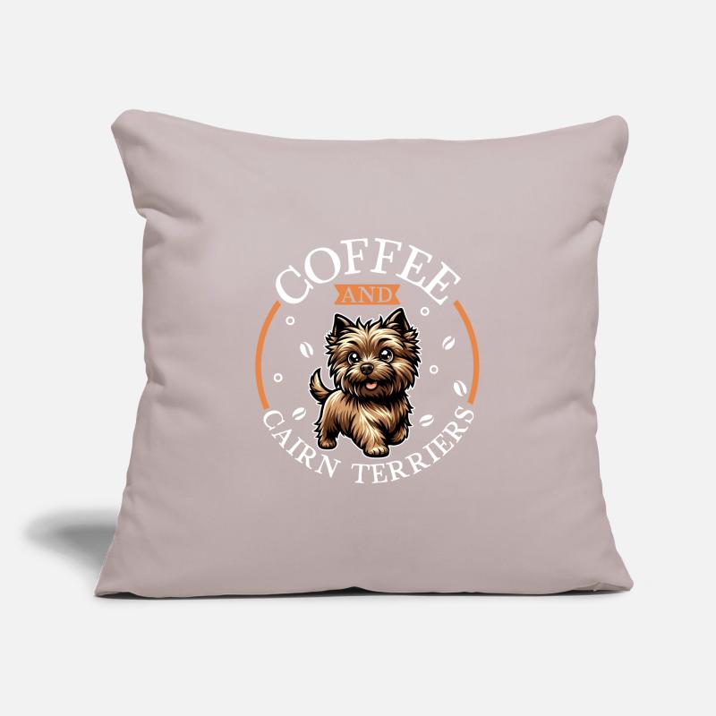 Café et Cairn Terrier Housse de coussin décorative 45 x 45 cm
