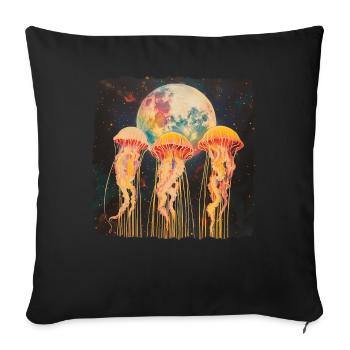 Jellyfish Ocean Howling Moon - Sofa pillowcase 17,3'' x 17,3'' (45 x 45 cm) - black - Front