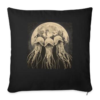 Jellyfish Ocean Howling Moon - Sofa pillowcase 17,3'' x 17,3'' (45 x 45 cm) - black - Front