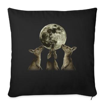 Kangourou Australie Lune Hurlante - Housse de coussin décorative 45 x 45 cm - noir - Devant