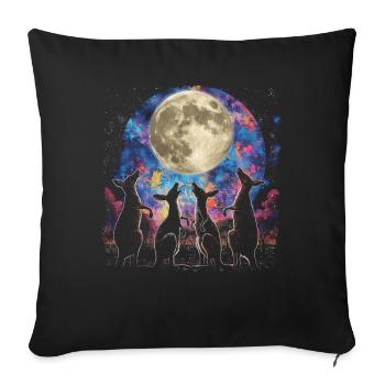 Kangourou Australie Lune Hurlante - Housse de coussin décorative 45 x 45 cm - noir - Devant