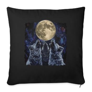 Keeshond Dog Howling Moon - Sofa pillowcase 17,3'' x 17,3'' (45 x 45 cm) - black - Front