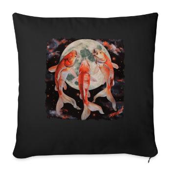 Koi Fish Carp Nishikigoi Japan Howling Moon - Sofa pillowcase 17,3'' x 17,3'' (45 x 45 cm) - black - Front