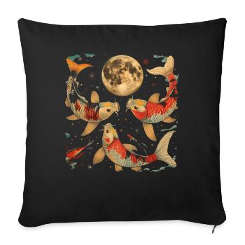 Koi Fish Carp Nishikigoi Japan Howling Moon - Sofa pillowcase 17,3'' x 17,3'' (45 x 45 cm) - black - Front