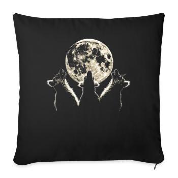 Lemur Ringelschwanz Heulender Mond - Sofakissenbezug 45 x 45 cm - Schwarz - Vorne