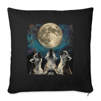 Lémurien Ringtail Lune hurlante - Housse de coussin décorative 45 x 45 cm - noir - Devant