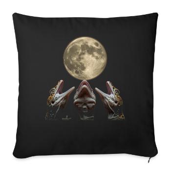 Leopard Gecko Lizard Howling Moon - Sofa pillowcase 17,3'' x 17,3'' (45 x 45 cm) - black - Front