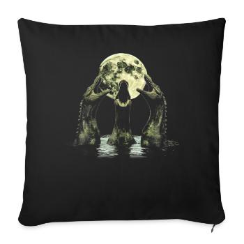 Monstre du Loch Ness Nessie Plésiosaure Hurlant - Housse de coussin décorative 45 x 45 cm - noir - Devant