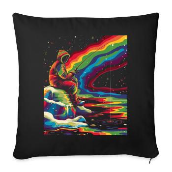 Eisfischen Fischer Fischer Popart - Sofakissenbezug 45 x 45 cm - Schwarz - Vorne