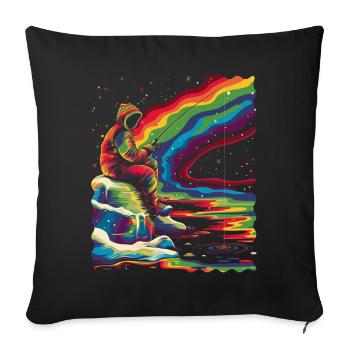 Eisfischen Fischer Fischer Popart - Sofakissenbezug 45 x 45 cm - Schwarz - Vorne
