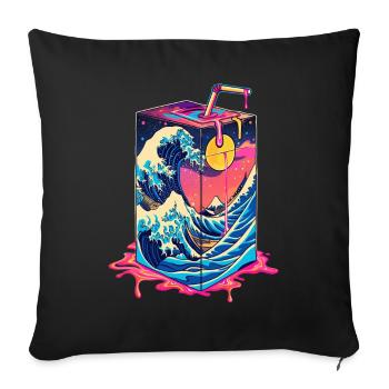 Japanische Milchkarton Kawaii Große Welle von Kana - Sofakissenbezug 45 x 45 cm - Schwarz - Vorne