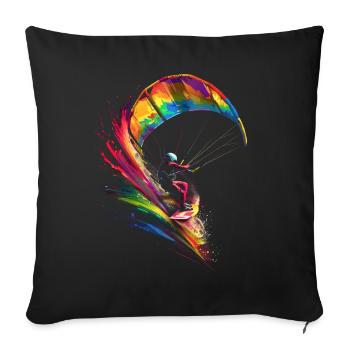 Kitesurf Kitesurfeur Kiteboarding Popart - Housse de coussin décorative 45 x 45 cm - noir - Devant
