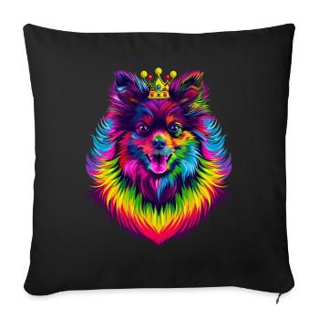 Keeshond Dog Crown Popart - Sofa pillowcase 17,3'' x 17,3'' (45 x 45 cm) - black - Front