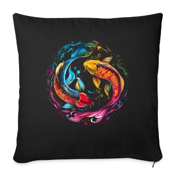 Koi Fish Carpe Nishikigoi Japon Popart - Housse de coussin décorative 45 x 45 cm - noir - Devant