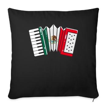 Accordéon Mexique Drapeau - Housse de coussin décorative 45 x 45 cm - noir - Devant