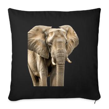 Elefant - Sofakissenbezug 45 x 45 cm - Schwarz - Vorne