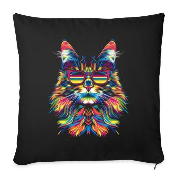 Maine Coon Cat Sunglasses Pop Art - Sofa pillowcase 17,3'' x 17,3'' (45 x 45 cm) - black - Front
