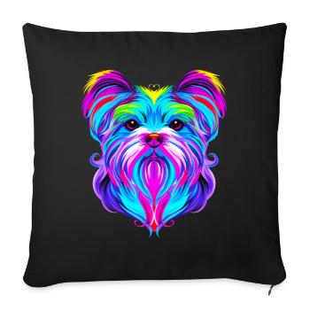 Popart de chien maltais - Housse de coussin décorative 45 x 45 cm - noir - Devant