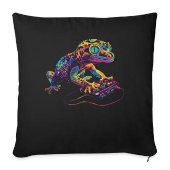 Leopard Gecko Lizard Gaming Controller Popart - Sofa pillowcase 17,3'' x 17,3'' (45 x 45 cm) - black - Front
