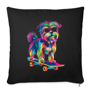 Maltese Dog Skateboard Sunglasses Popart - Sofa pillowcase 17,3'' x 17,3'' (45 x 45 cm) - black - Front