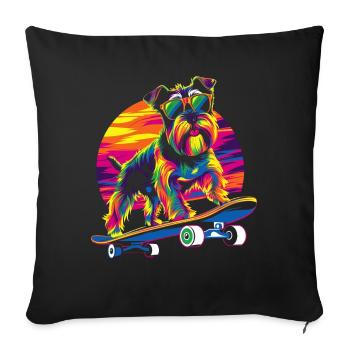 Miniature Schnauzer Dog Skateboard Sunglasses Popart - Sofa pillowcase 17,3'' x 17,3'' (45 x 45 cm) - black - Front