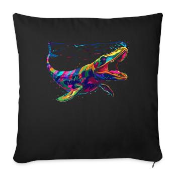 Mosasaurus Dinosaur Popart - Sofa pillowcase 17,3'' x 17,3'' (45 x 45 cm) - black - Front