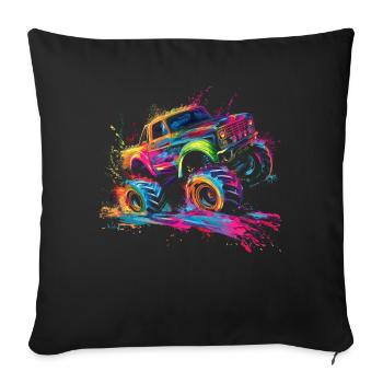 Boue Bogging Boue Course de boue 4 roues Monster Tru - Housse de coussin décorative 45 x 45 cm - noir - Devant