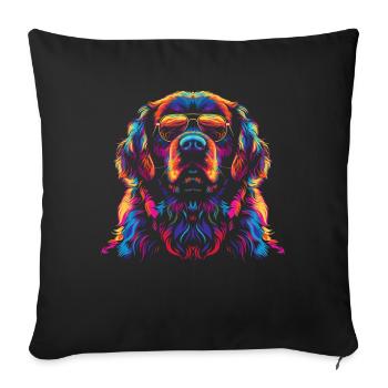 Newfoundland Dog Sunglasses Popart - Sofa pillowcase 17,3'' x 17,3'' (45 x 45 cm) - black - Front