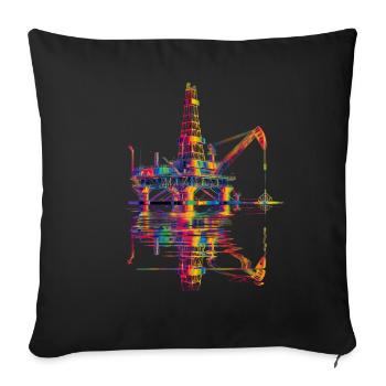 Plate-forme pétrolière Champ pétrolier Popart - Housse de coussin décorative 45 x 45 cm - noir - Devant
