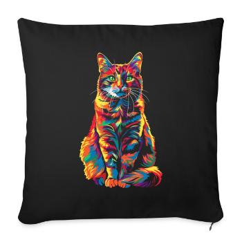 Chat Orange Chat Tigré Popart - Housse de coussin décorative 45 x 45 cm - noir - Devant
