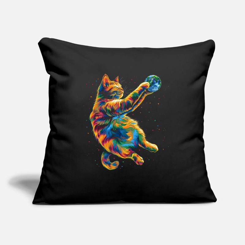 Chat Orange Chat Tigré Terre Popart Housse de coussin décorative 45 x 45 cm