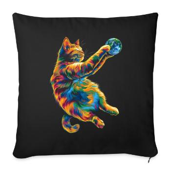 Orange Cat Tabby Cat Earth Popart - Sofa pillowcase 17,3'' x 17,3'' (45 x 45 cm) - black - Front