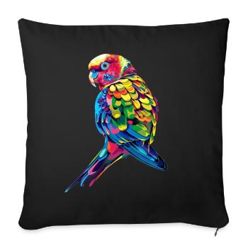 Parakeet, Budgie, Budgie, Parrot, Popart - Sofa pillowcase 17,3'' x 17,3'' (45 x 45 cm) - black - Front