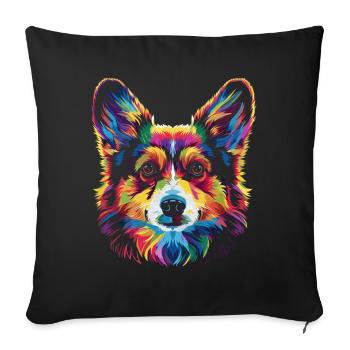 Pembroke Welsh Corgi Dog Popart - Sofa pillowcase 17,3'' x 17,3'' (45 x 45 cm) - black - Front