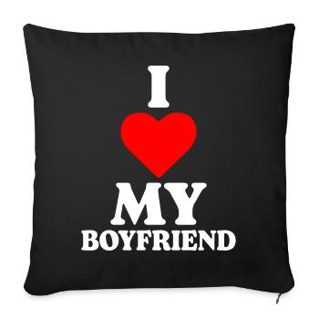 I love my boyfriend love - Sofa pillowcase 17,3'' x 17,3'' (45 x 45 cm) - black - Front