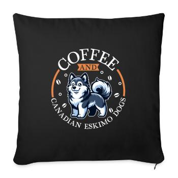 Café et chien esquimau canadien - Housse de coussin décorative 45 x 45 cm - noir - Devant