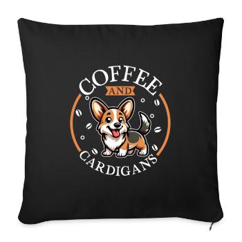 Coffee and Welsh Corgi Cardigan - Sofa pillowcase 17,3'' x 17,3'' (45 x 45 cm) - black - Front