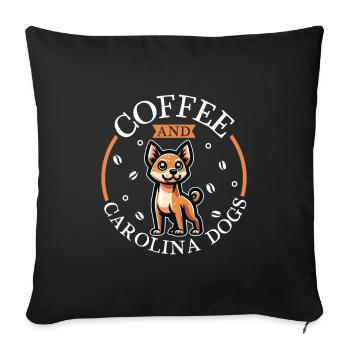 Coffee and Carolina Dog - Sofa pillowcase 17,3'' x 17,3'' (45 x 45 cm) - black - Front