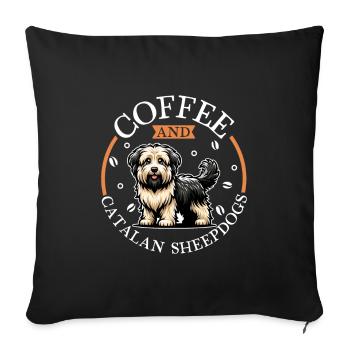 Kaffee und Gos d’Atura Català - Sofakissenbezug 45 x 45 cm - Schwarz - Vorne