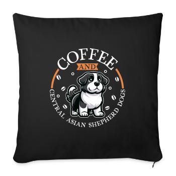 Kaffee und Zentralasiatischer Owtscharka - Sofakissenbezug 45 x 45 cm - Schwarz - Vorne