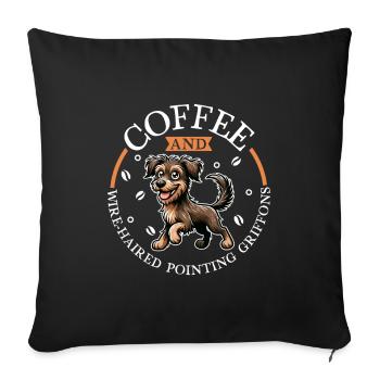 Café et Cesky fousek - Housse de coussin décorative 45 x 45 cm - noir - Devant