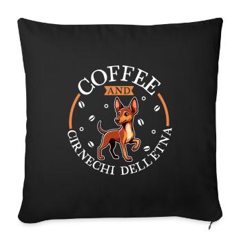 Café et Cirneco dell’Etna - Housse de coussin décorative 45 x 45 cm - noir - Devant